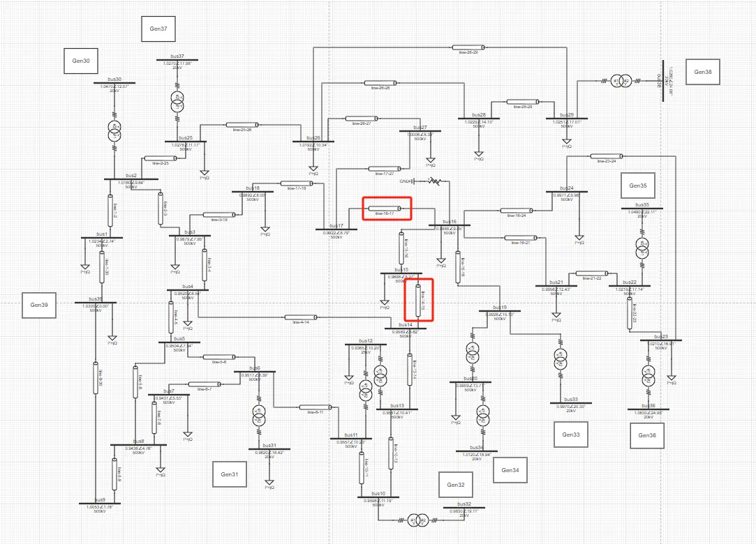 IEEE39节点拓扑