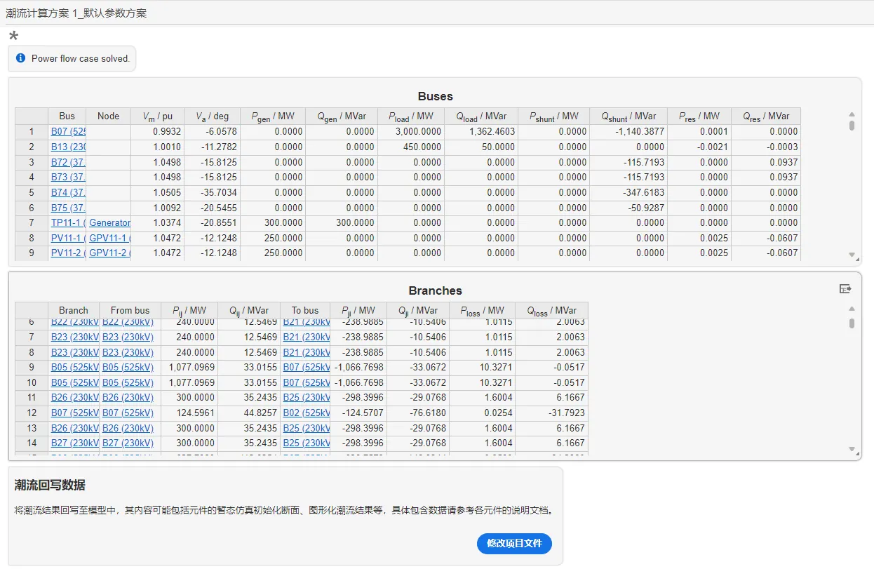 潮流计算结果