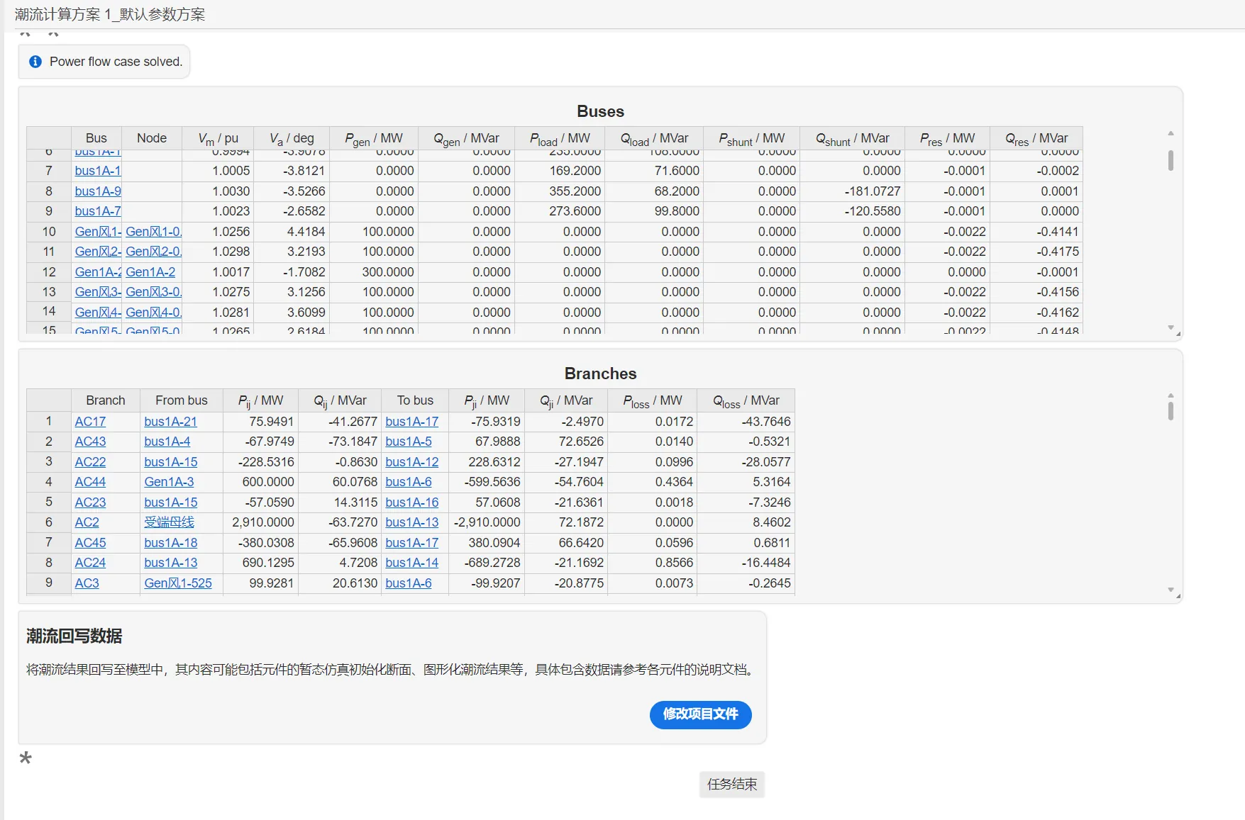 潮流计算结果