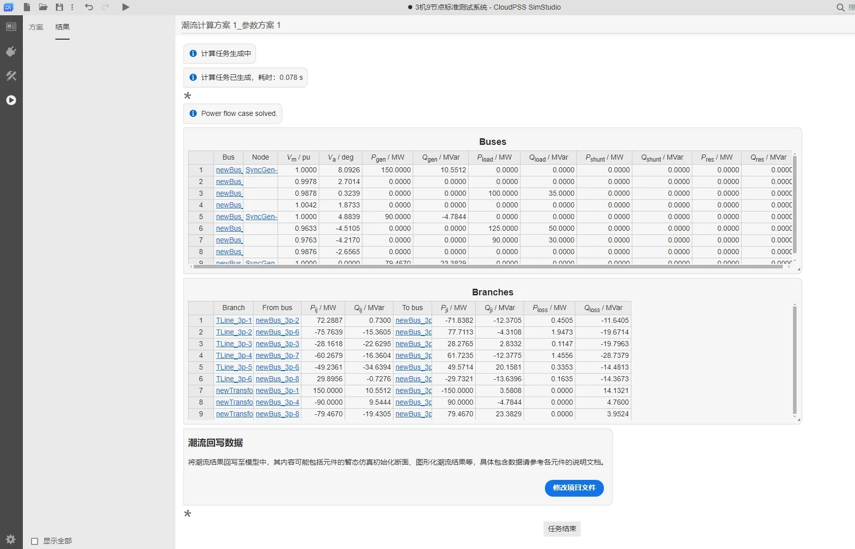 潮流计算结果