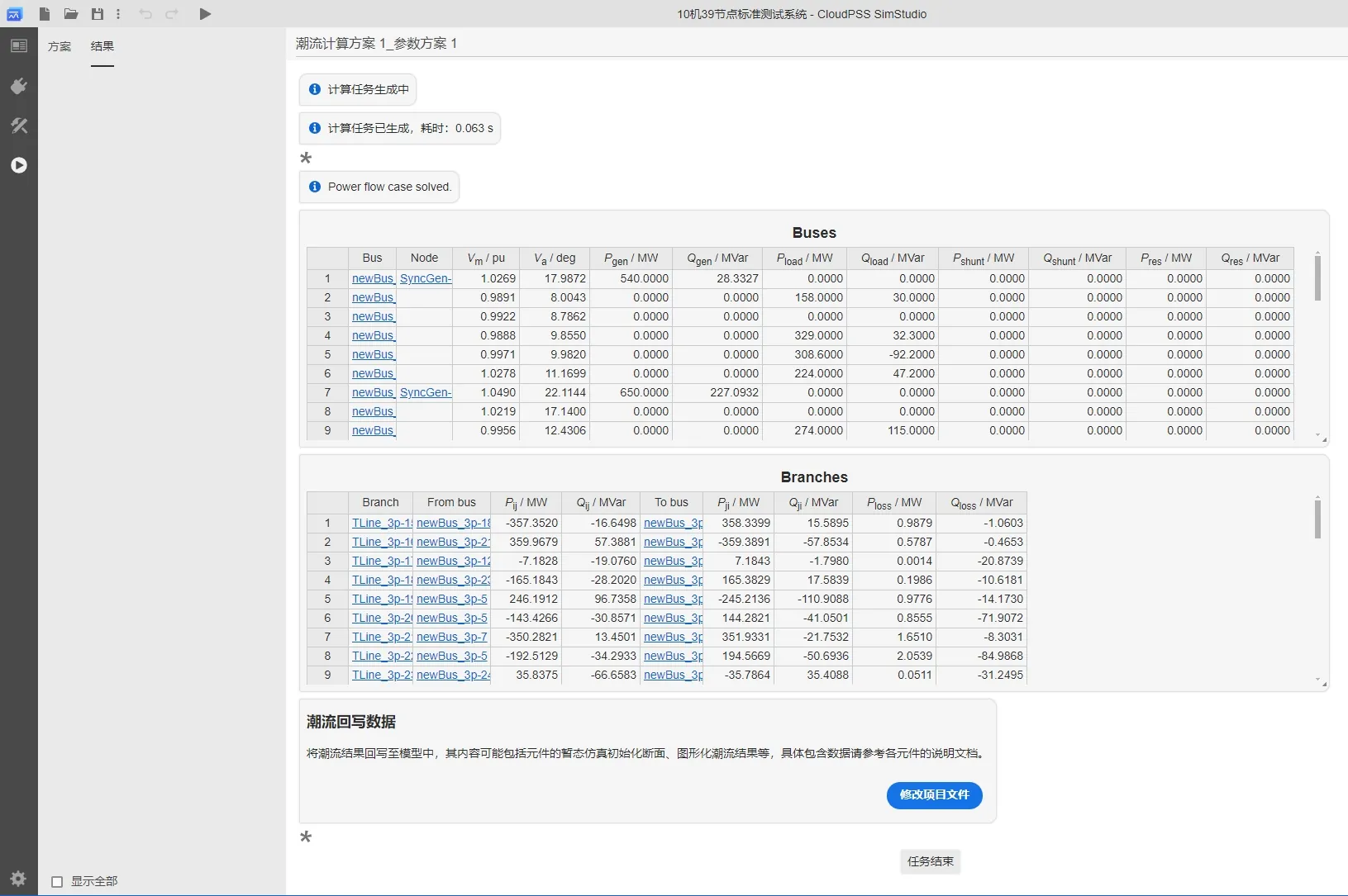 潮流计算结果