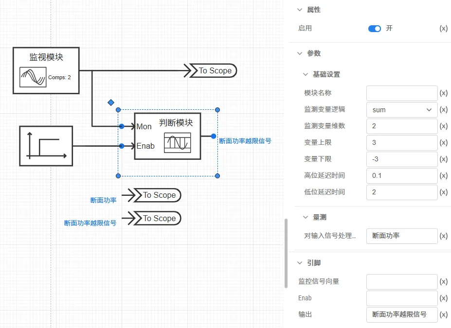 断面总功率的判断模块配置